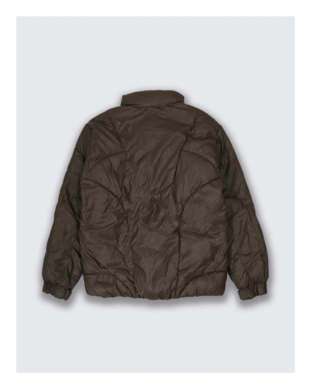 Leather Puffer Jacket Brown