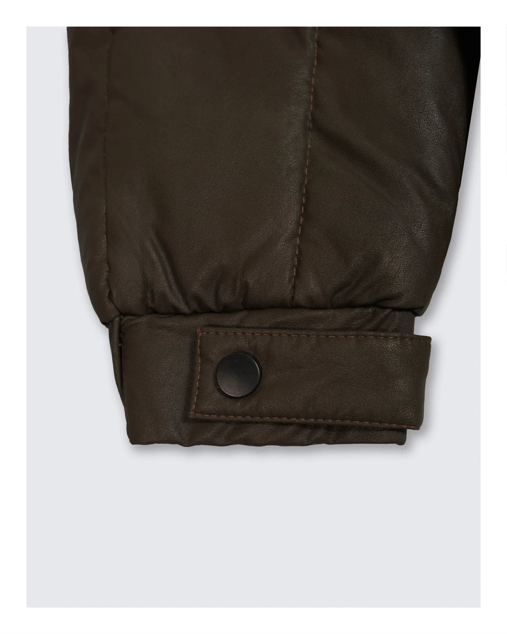 Leather Puffer Jacket Brown