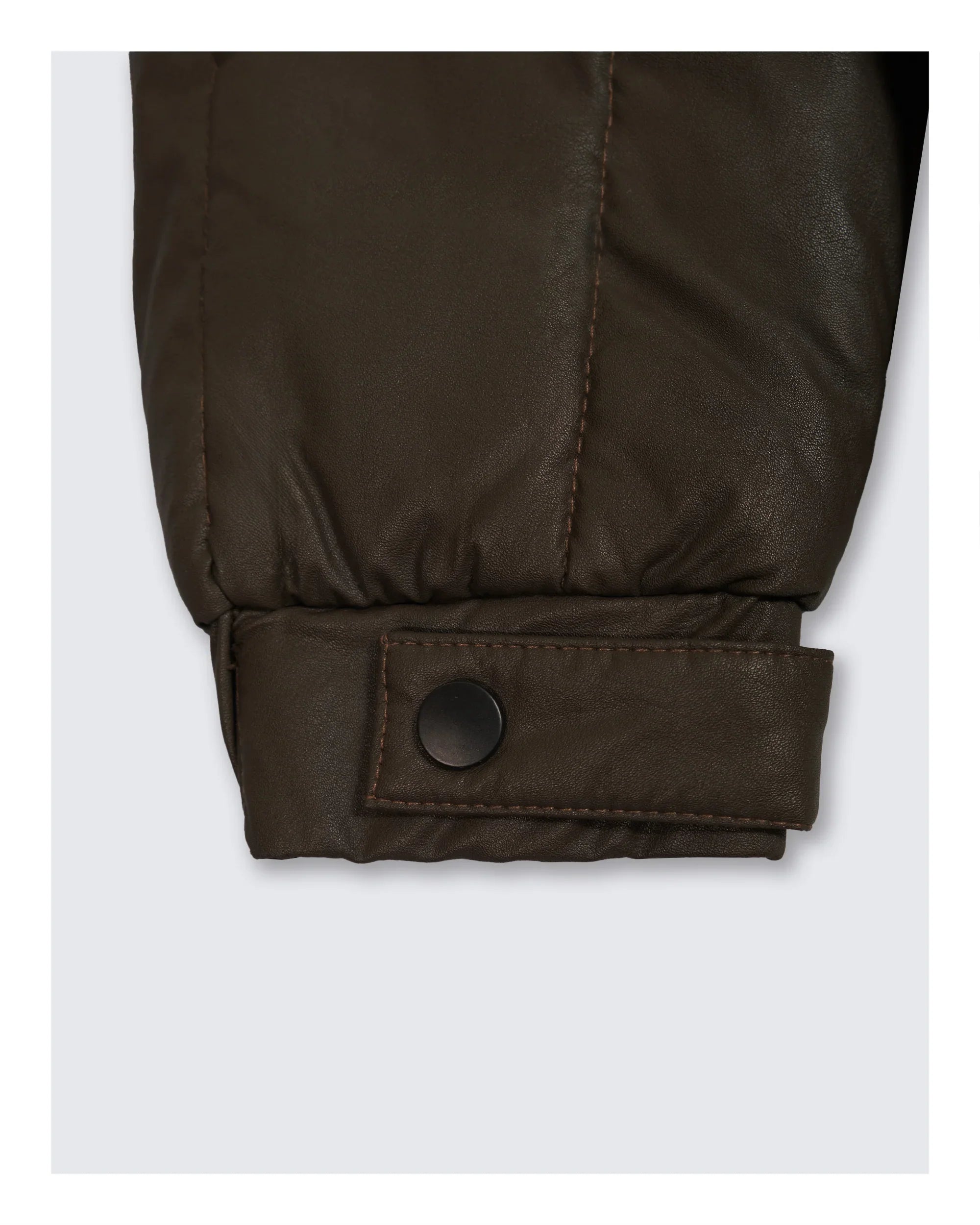 Leather Puffer Jacket Brown