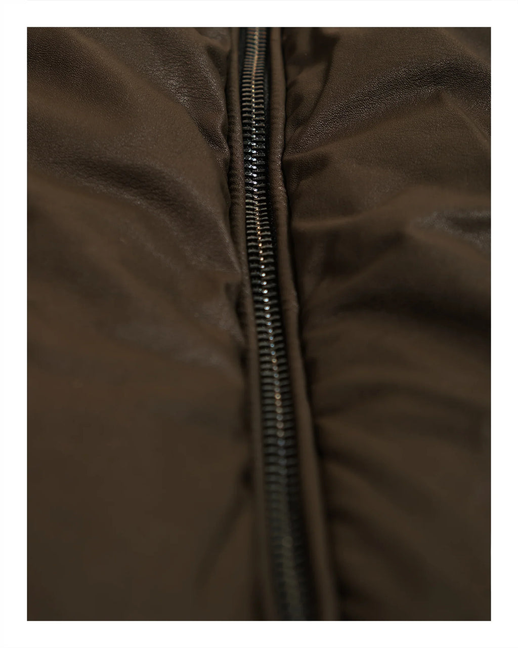 Leather Puffer Jacket Brown