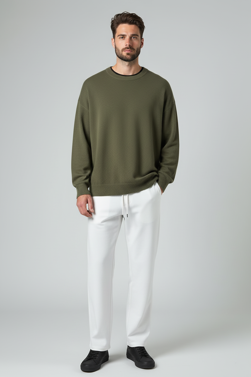 Drawstring Casual Trousers White