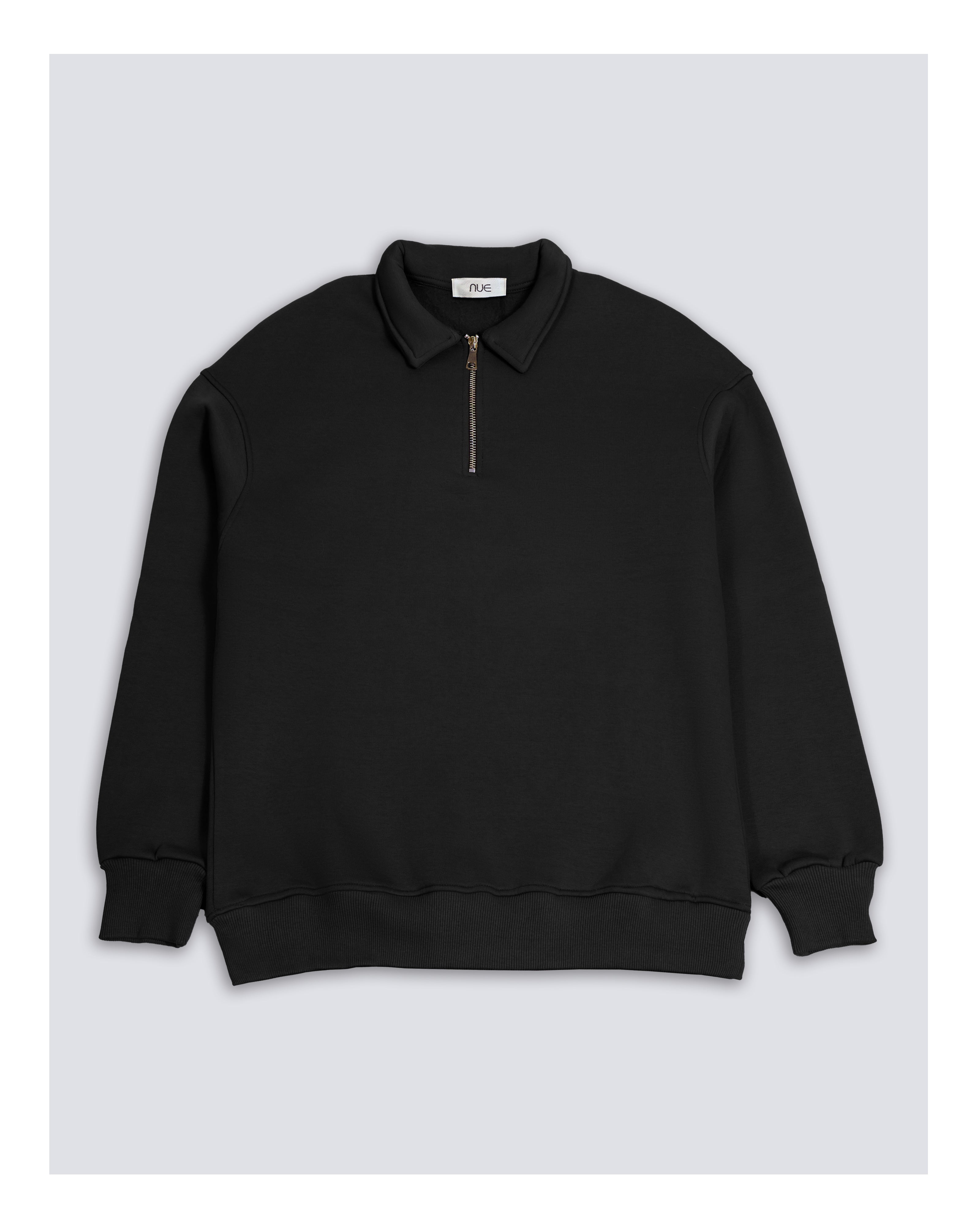 Cotton Quarter Zip sweatshirt Black