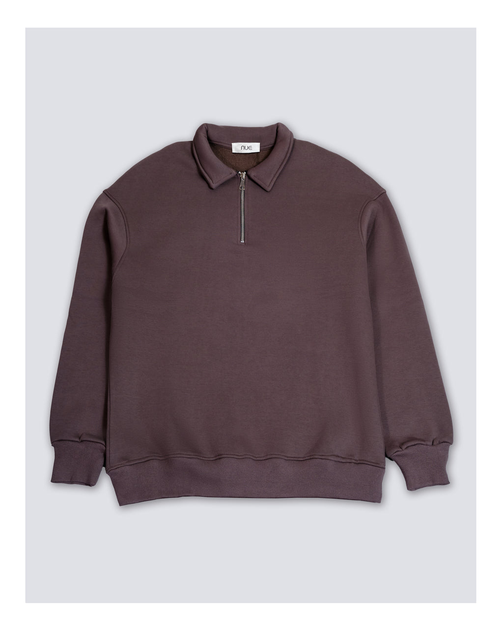 Cotton Quarter Zip sweatshirt Brown