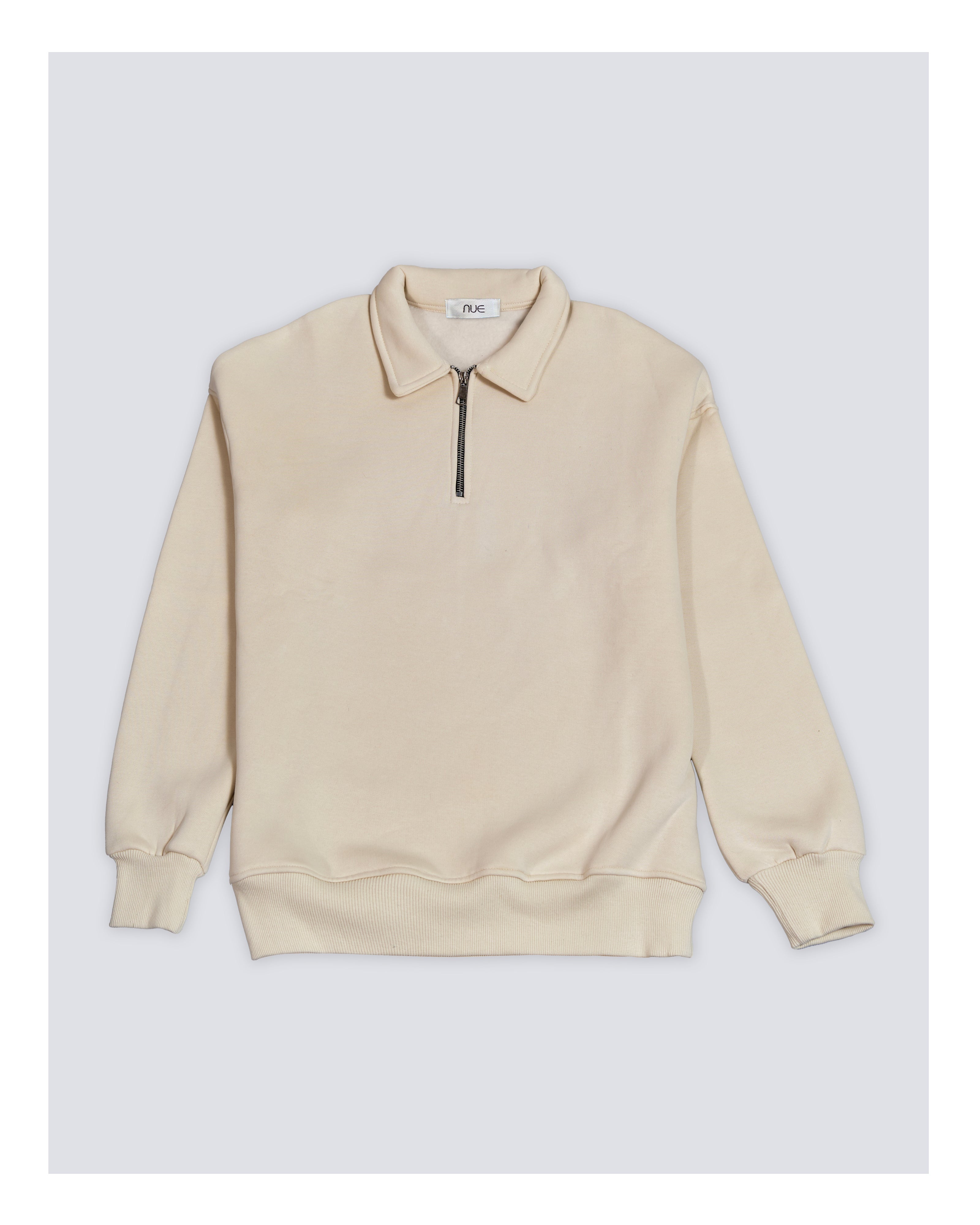 Cotton Quarter Zip sweatshirt Off white