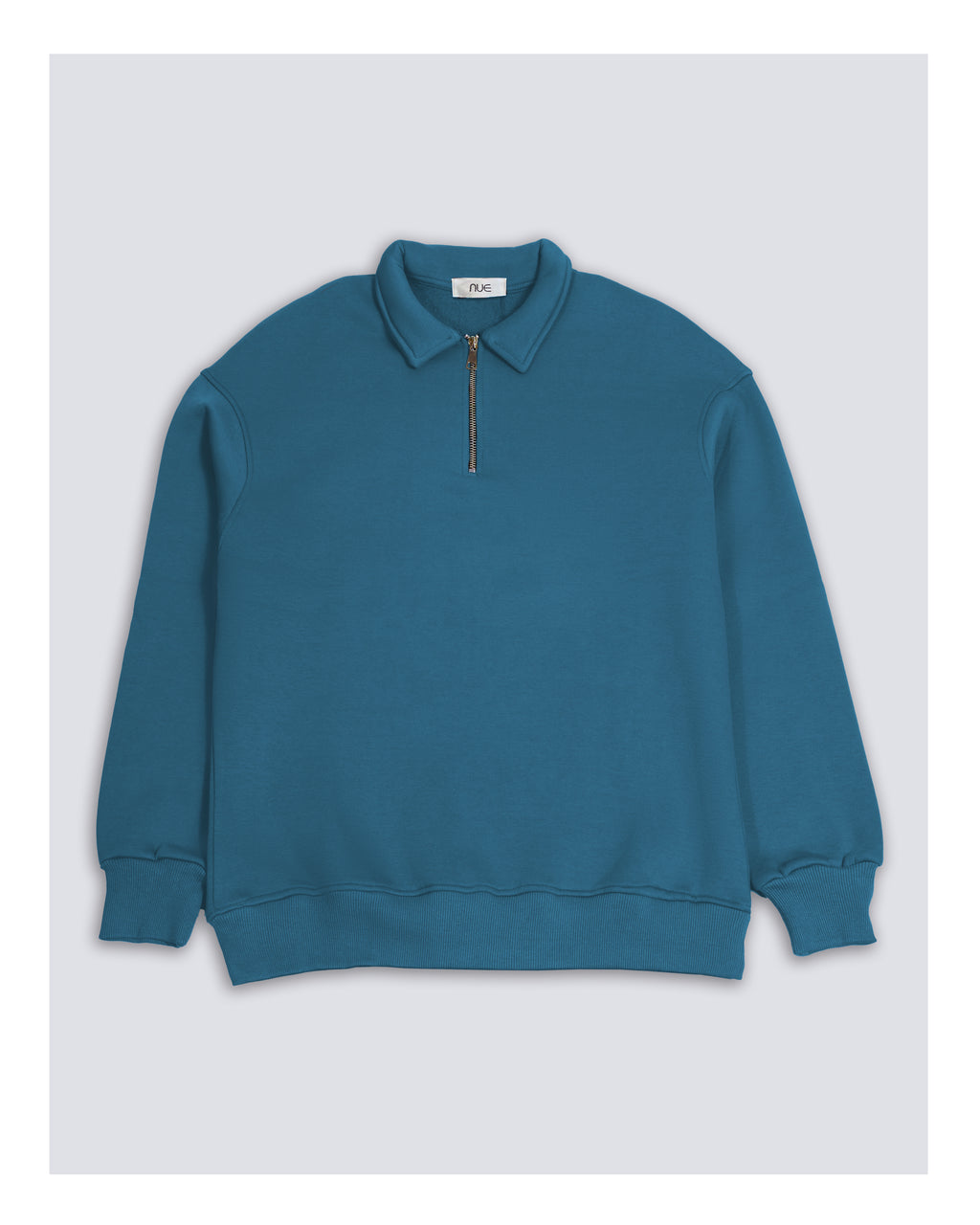 Cotton Quarter Zip sweatshirt Blue