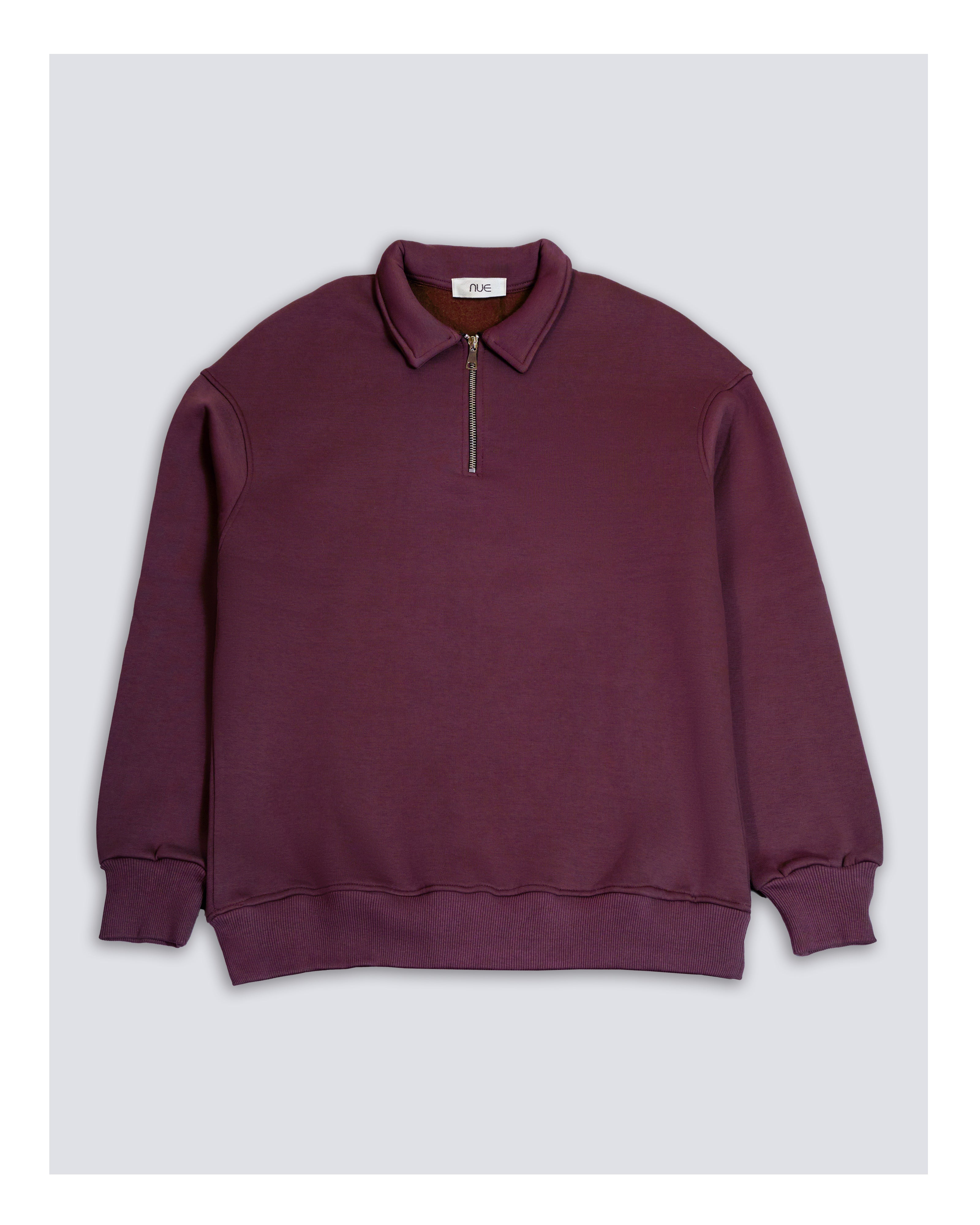 Cotton Quarter Zip sweatshirt Purple