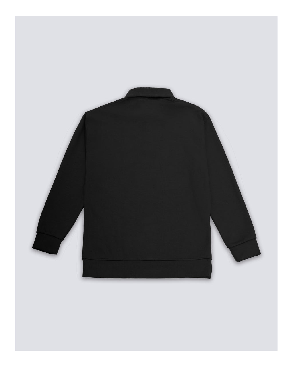 Ribbed Polo Sweatshirt Long Sleeve Black