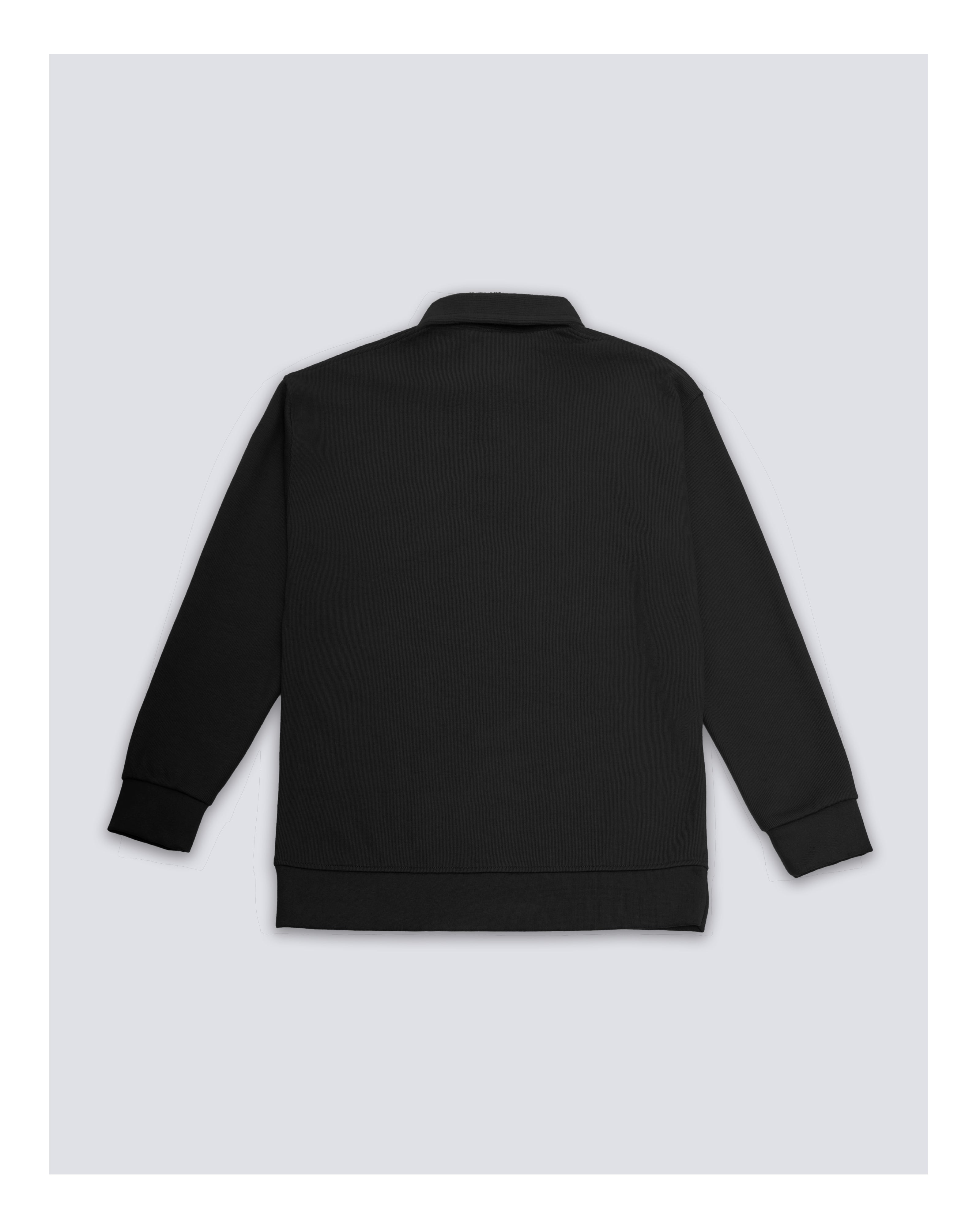 Ribbed Polo Sweatshirt Long Sleeve Black