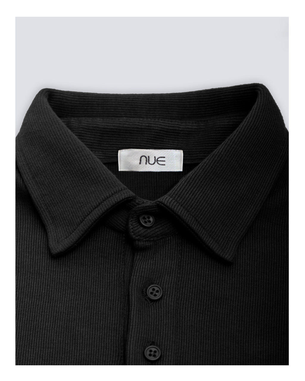 Ribbed Polo Sweatshirt Long Sleeve Black