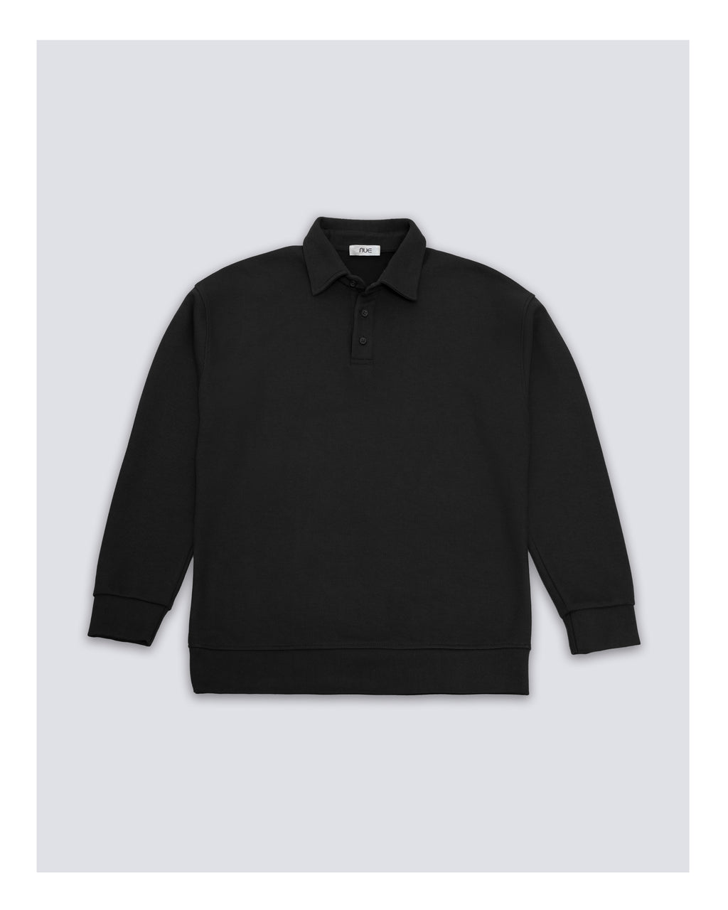 Ribbed Polo Sweatshirt Long Sleeve Black