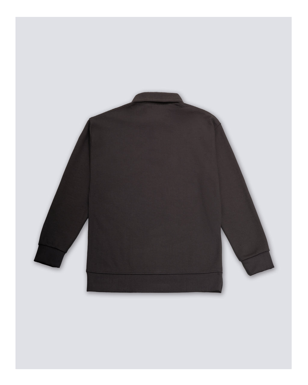 Ribbed Polo Sweatshirt Long Sleeve Charcoal