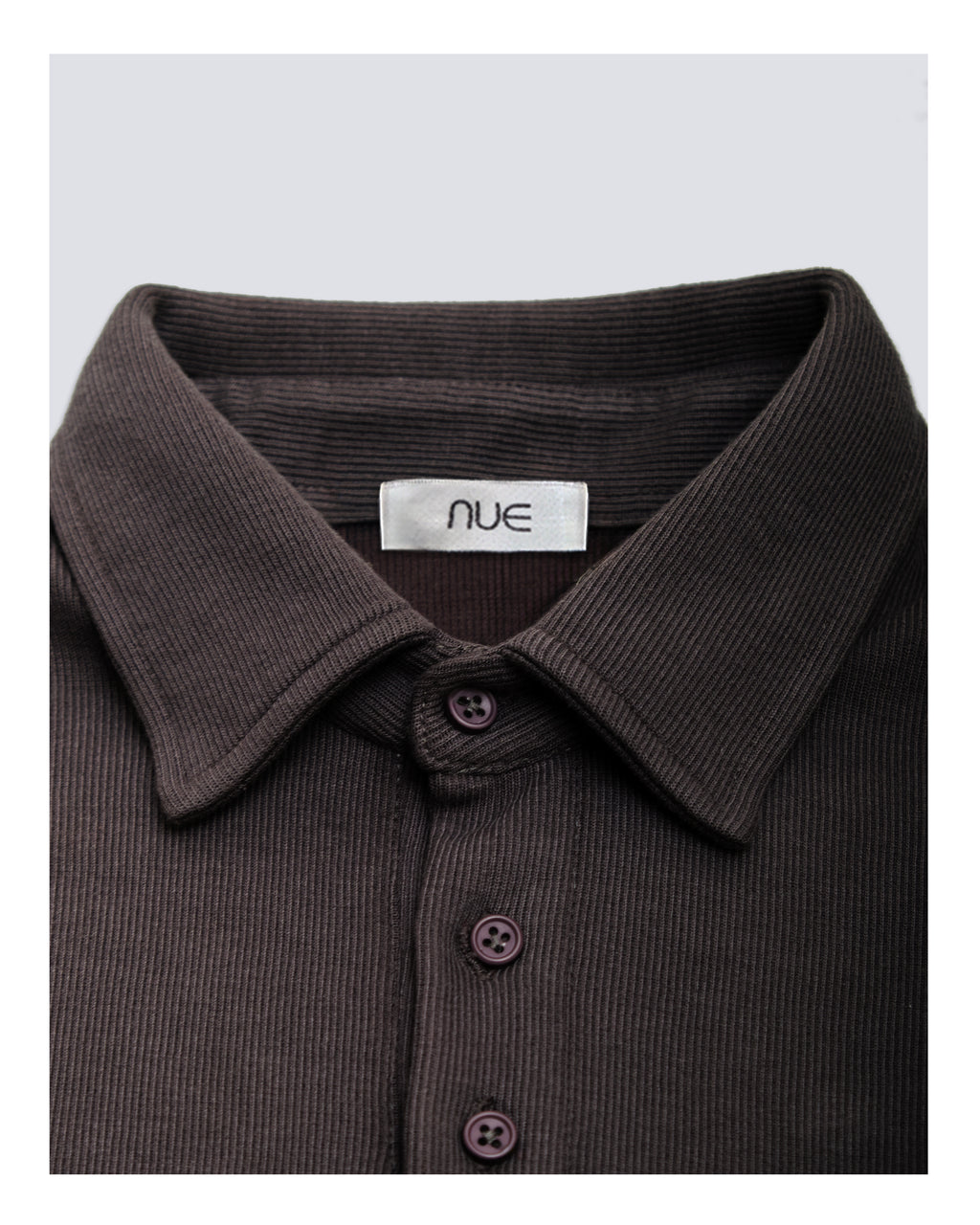 Ribbed Polo Sweatshirt Long Sleeve Charcoal