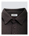 Ribbed Polo Sweatshirt Long Sleeve Charcoal