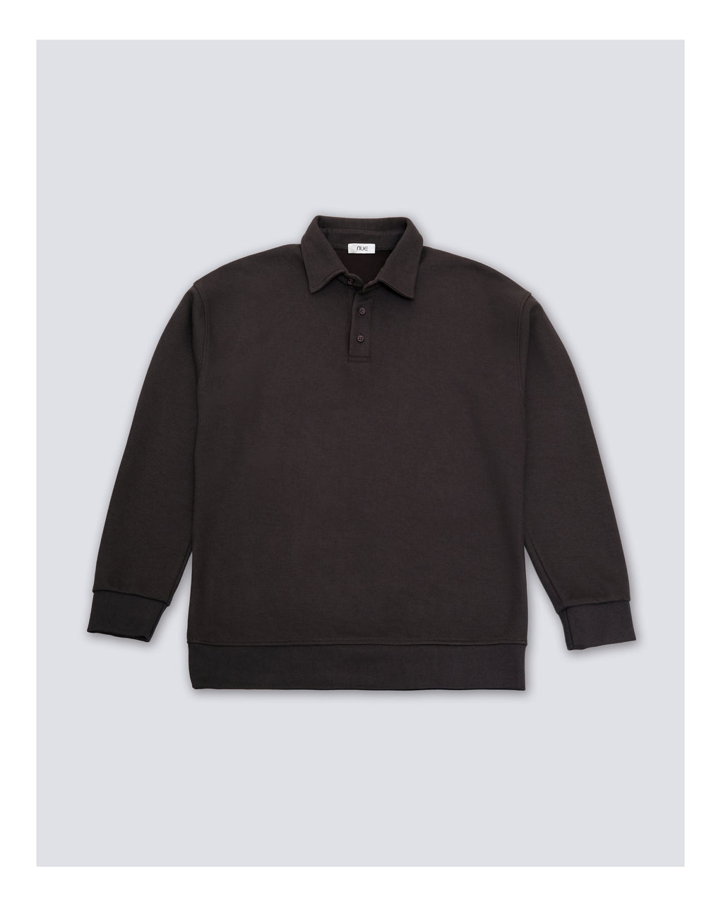 Ribbed Polo Sweatshirt Long Sleeve Charcoal