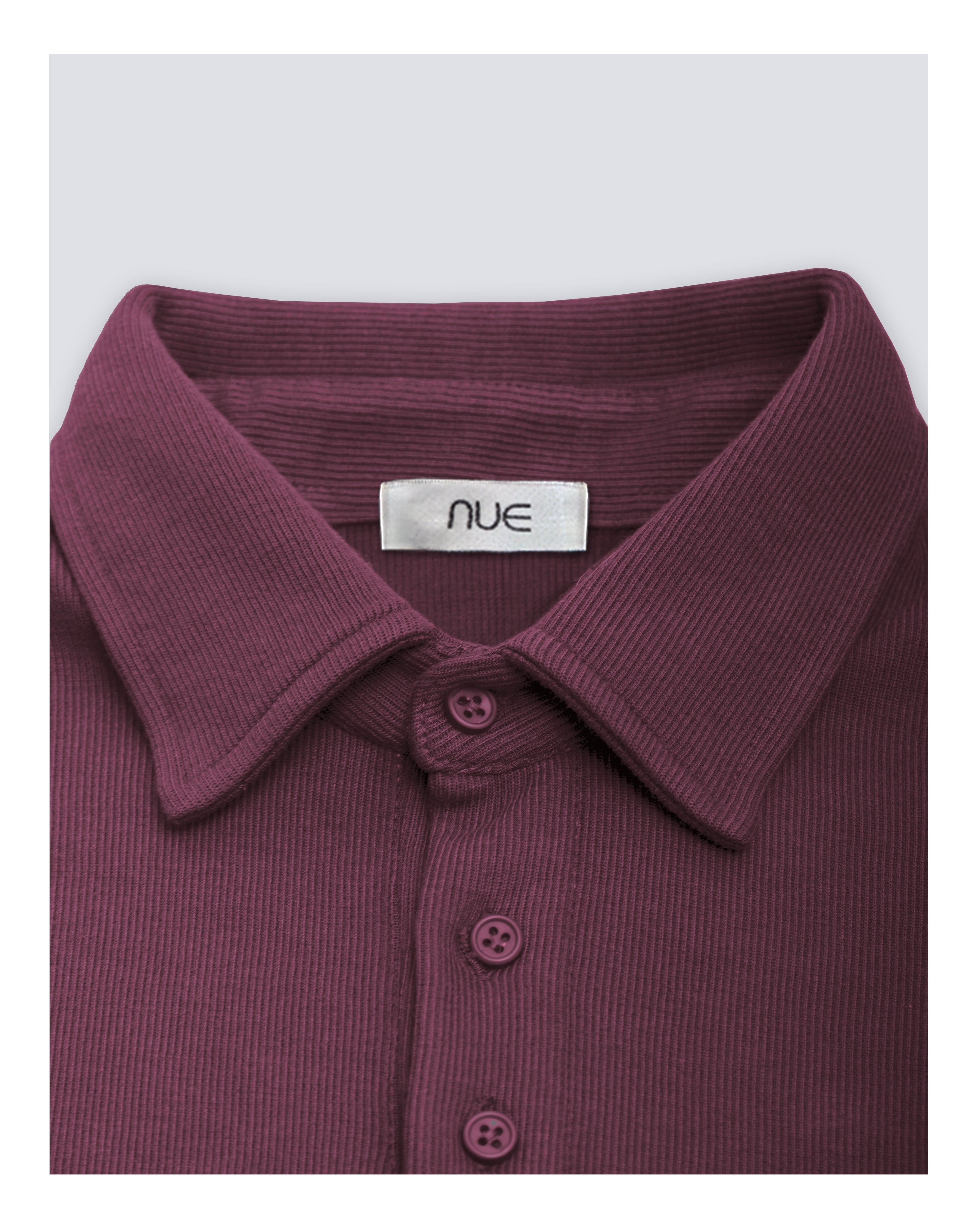Ribbed Polo Sweatshirt Long Sleeve Purple