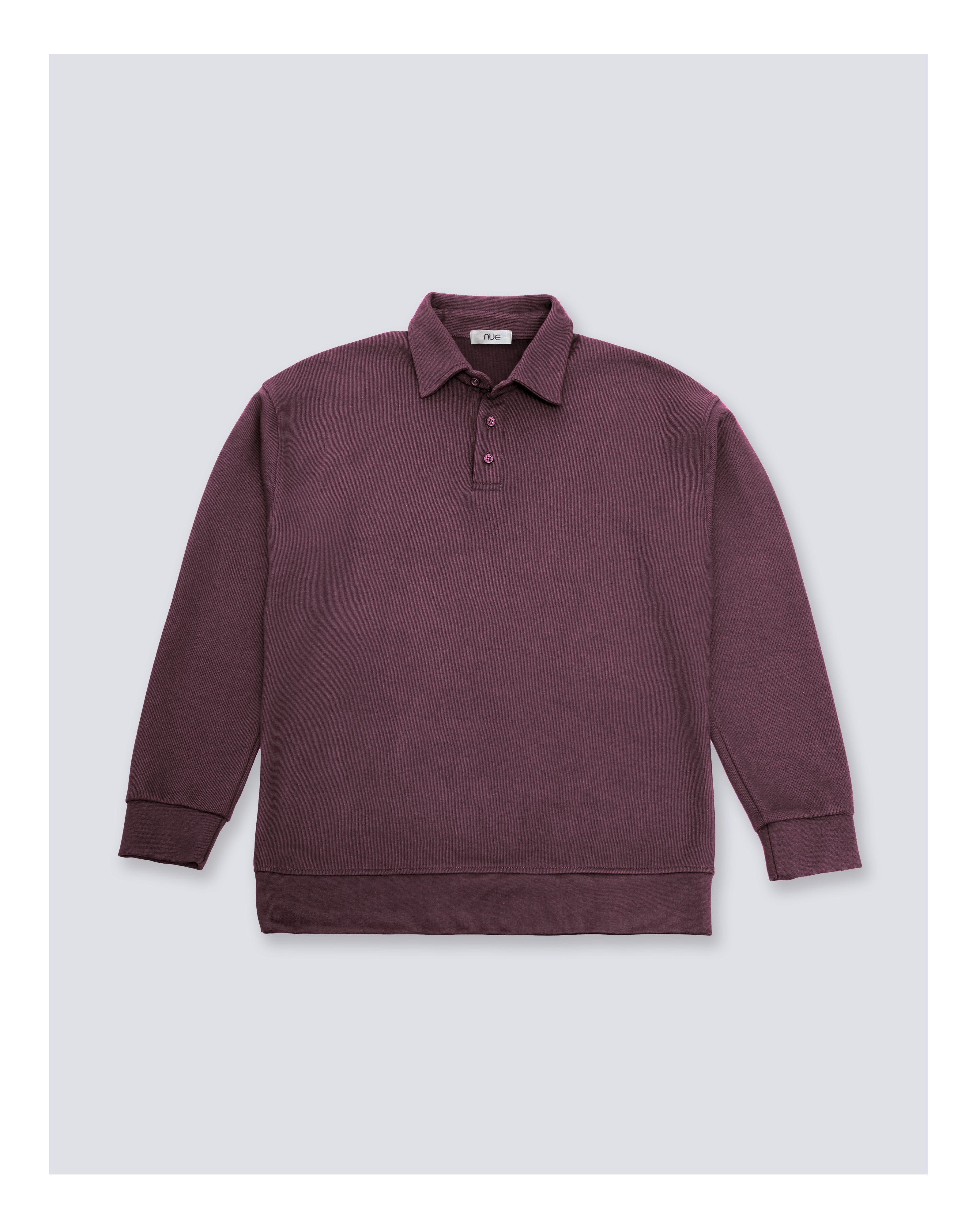 Ribbed Polo Sweatshirt Long Sleeve Purple