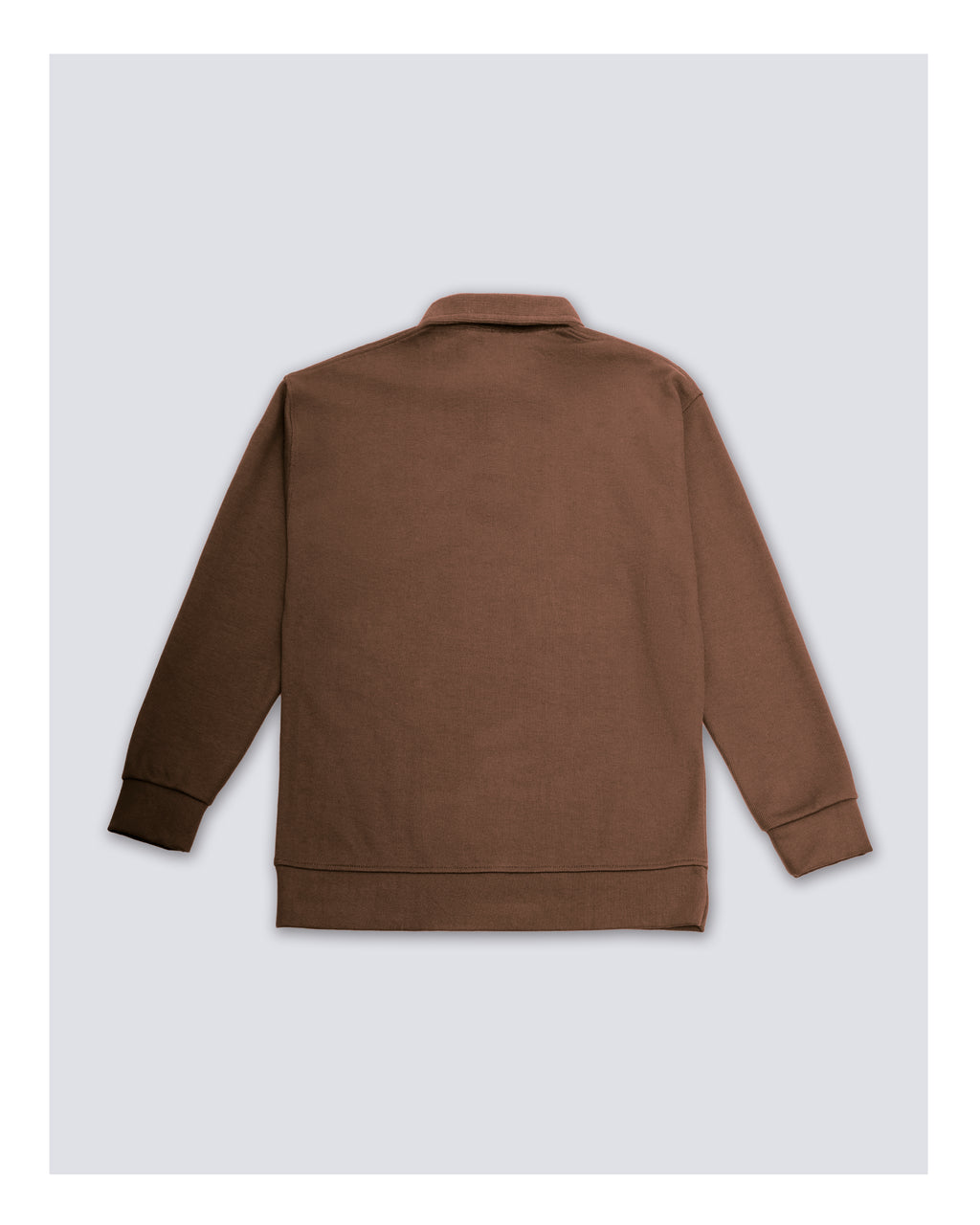 Ribbed Polo Sweatshirt Long Sleeve Brown