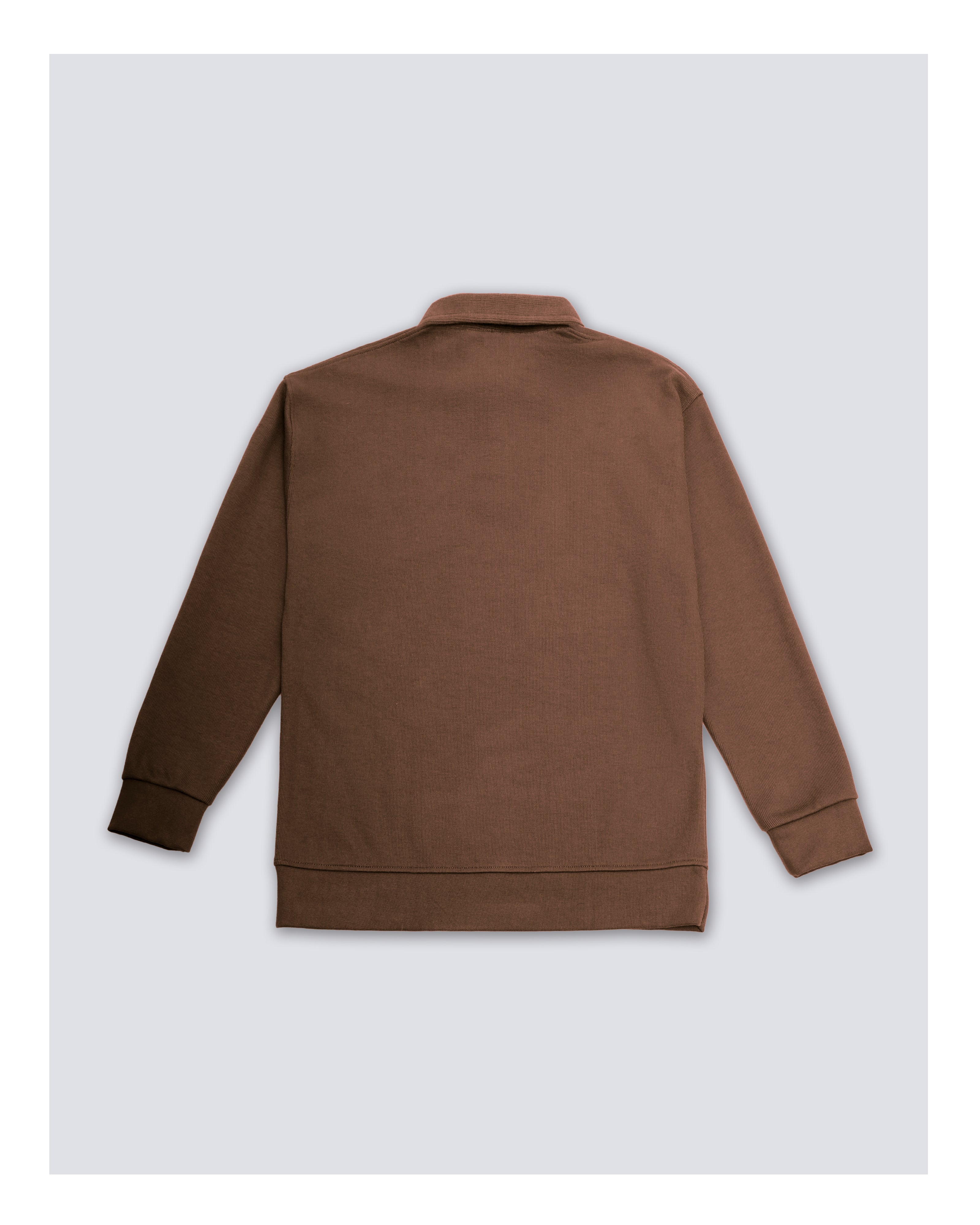 Ribbed Polo Sweatshirt Long Sleeve Brown