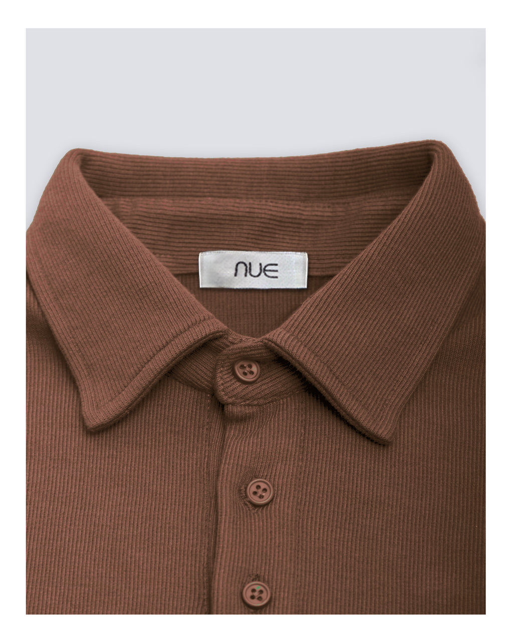 Ribbed Polo Sweatshirt Long Sleeve Brown