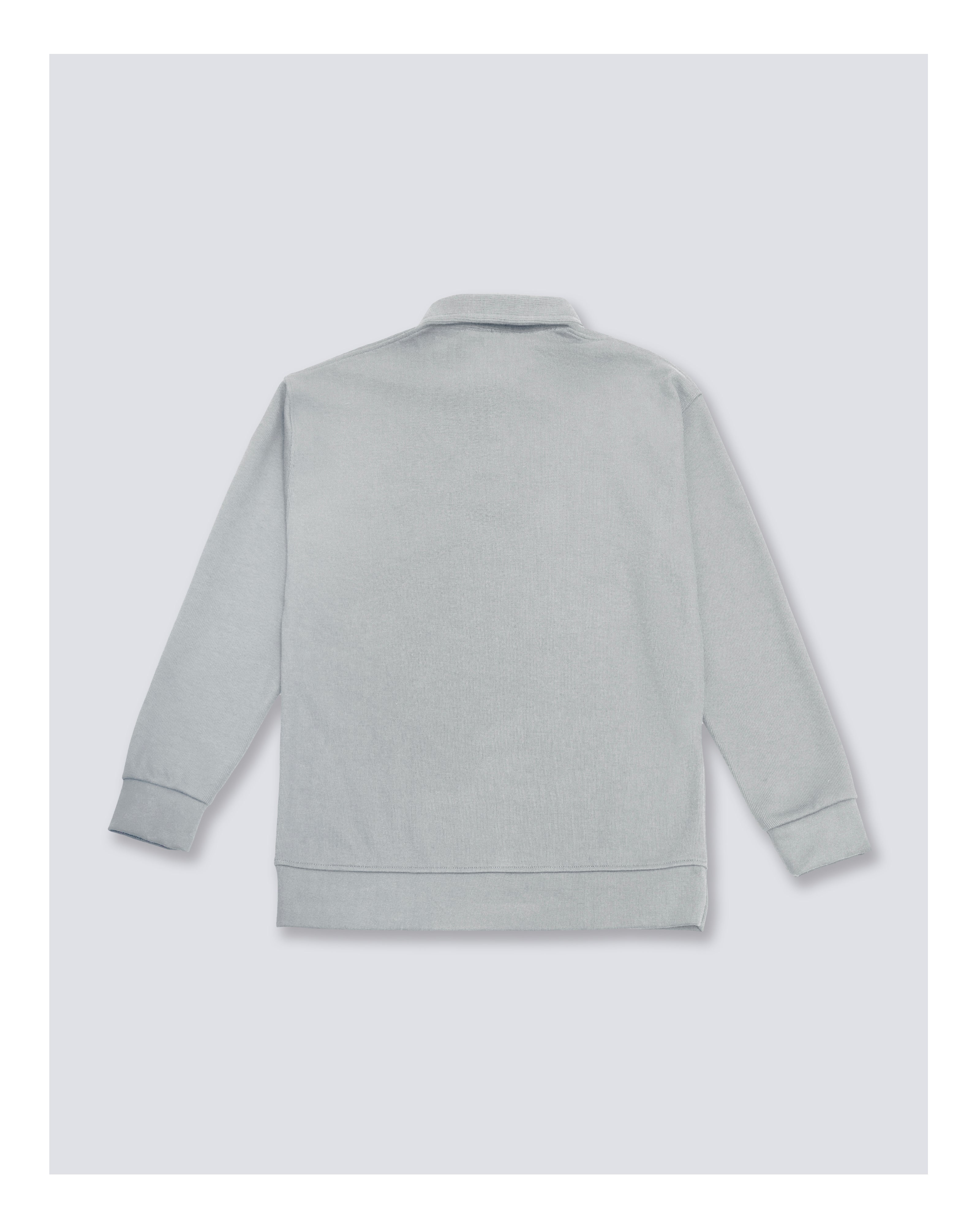 Ribbed Polo Sweatshirt Long Sleeve Grey