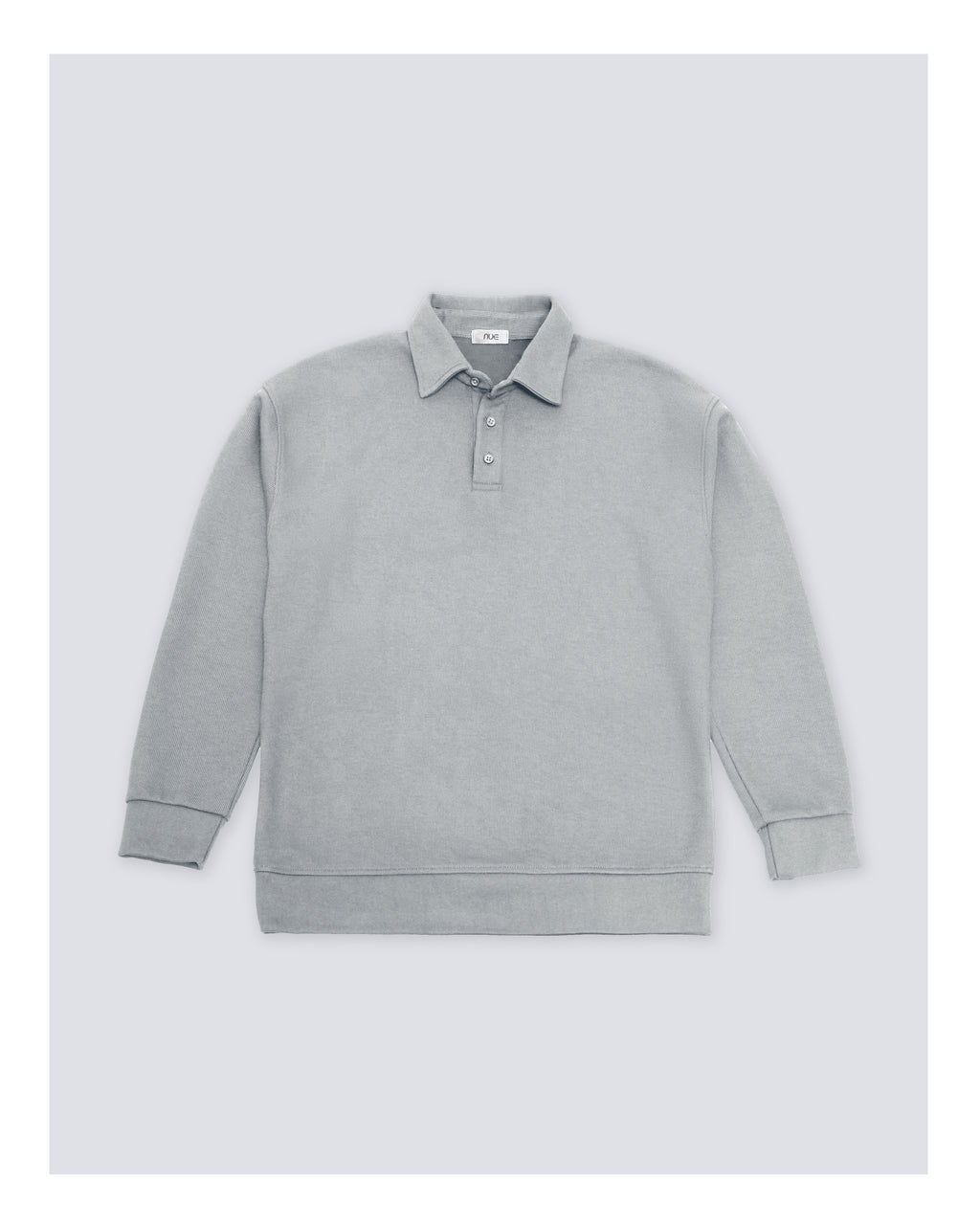 Ribbed Polo Sweatshirt Long Sleeve Grey