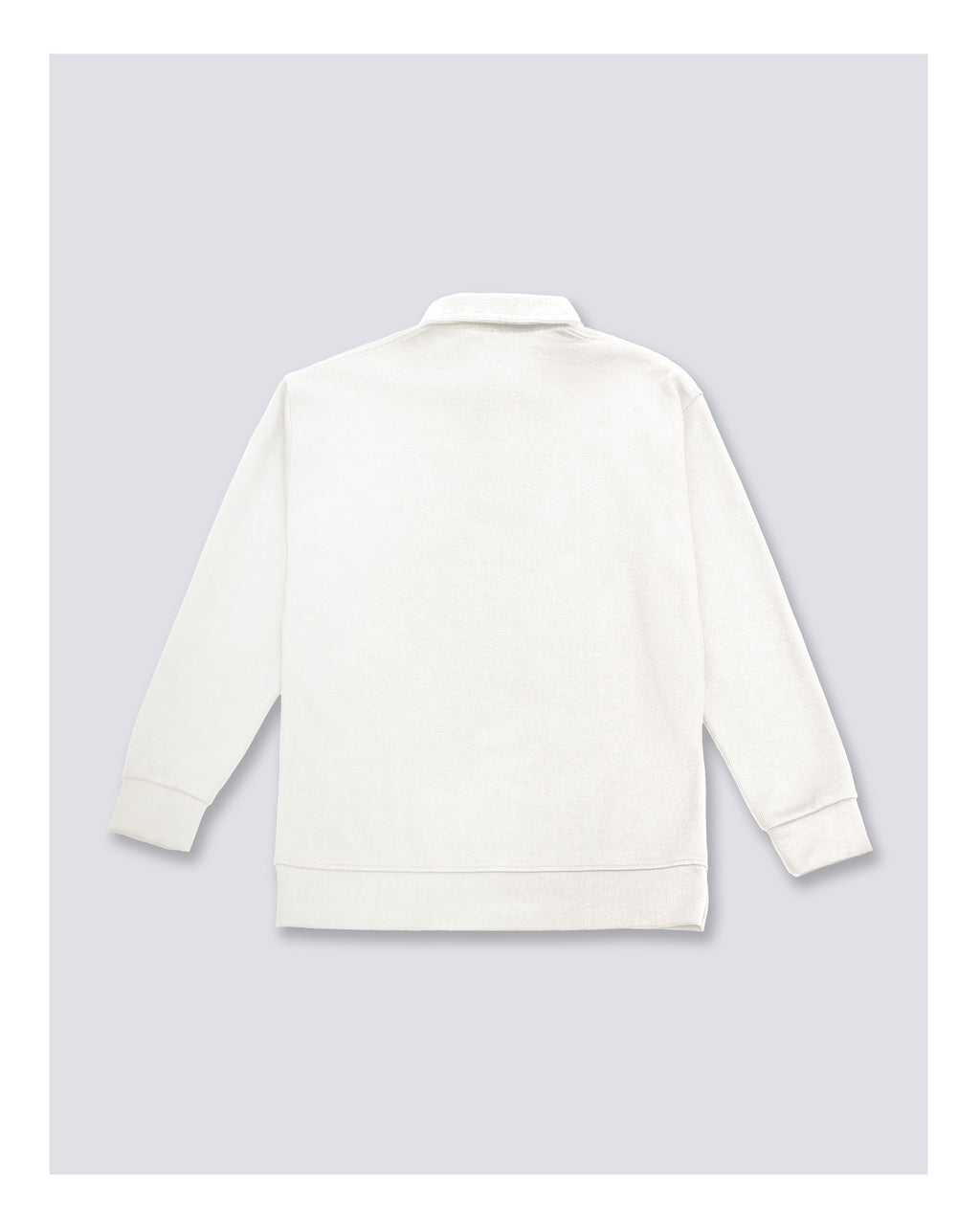 Ribbed Polo Sweatshirt Long Sleeve White