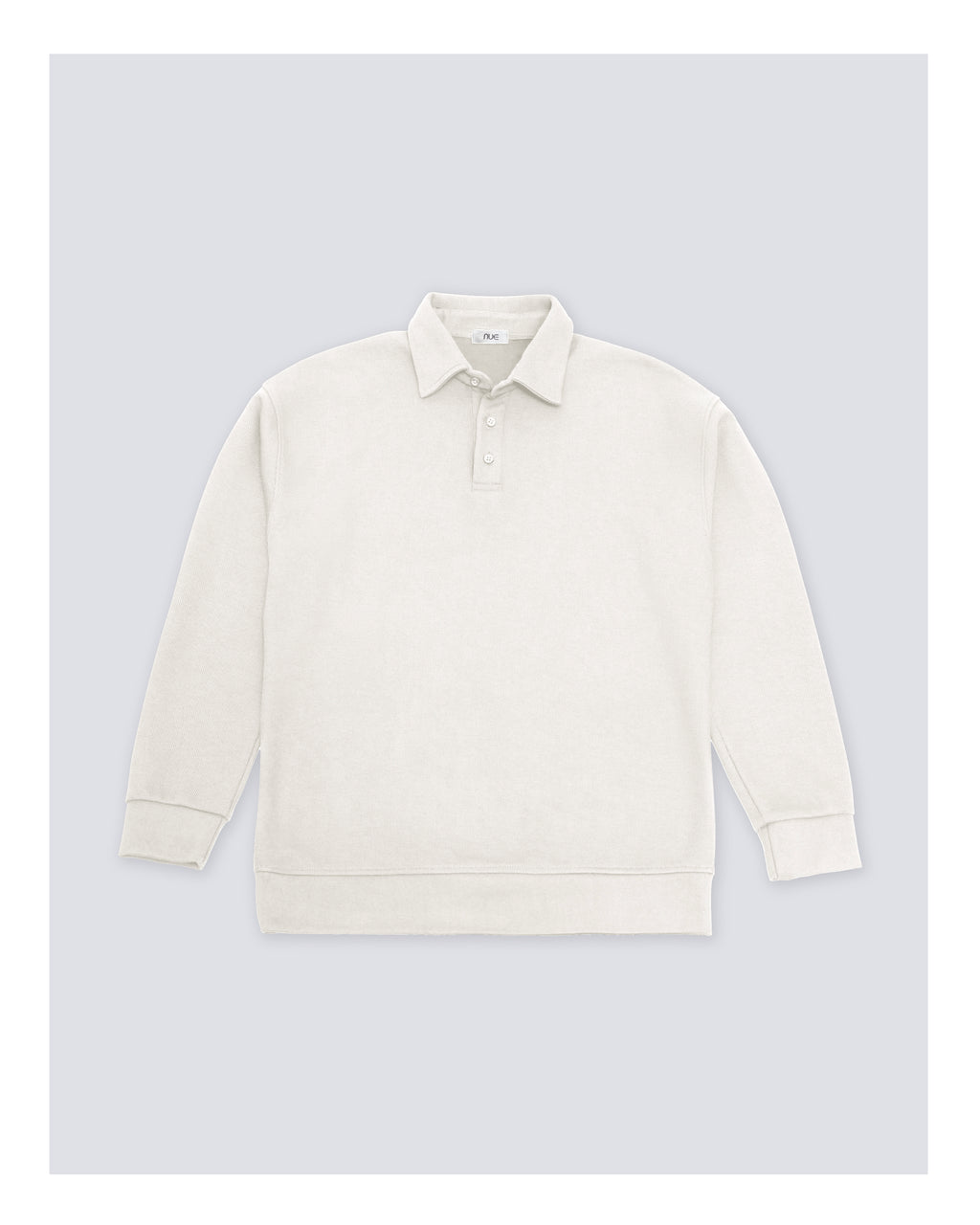 Ribbed Polo Sweatshirt Long Sleeve White