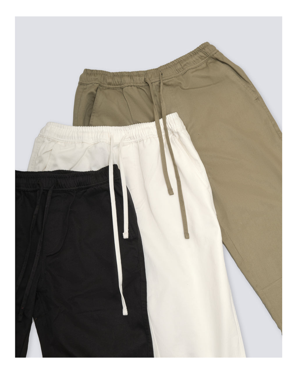 Drawstring Casual Trousers White